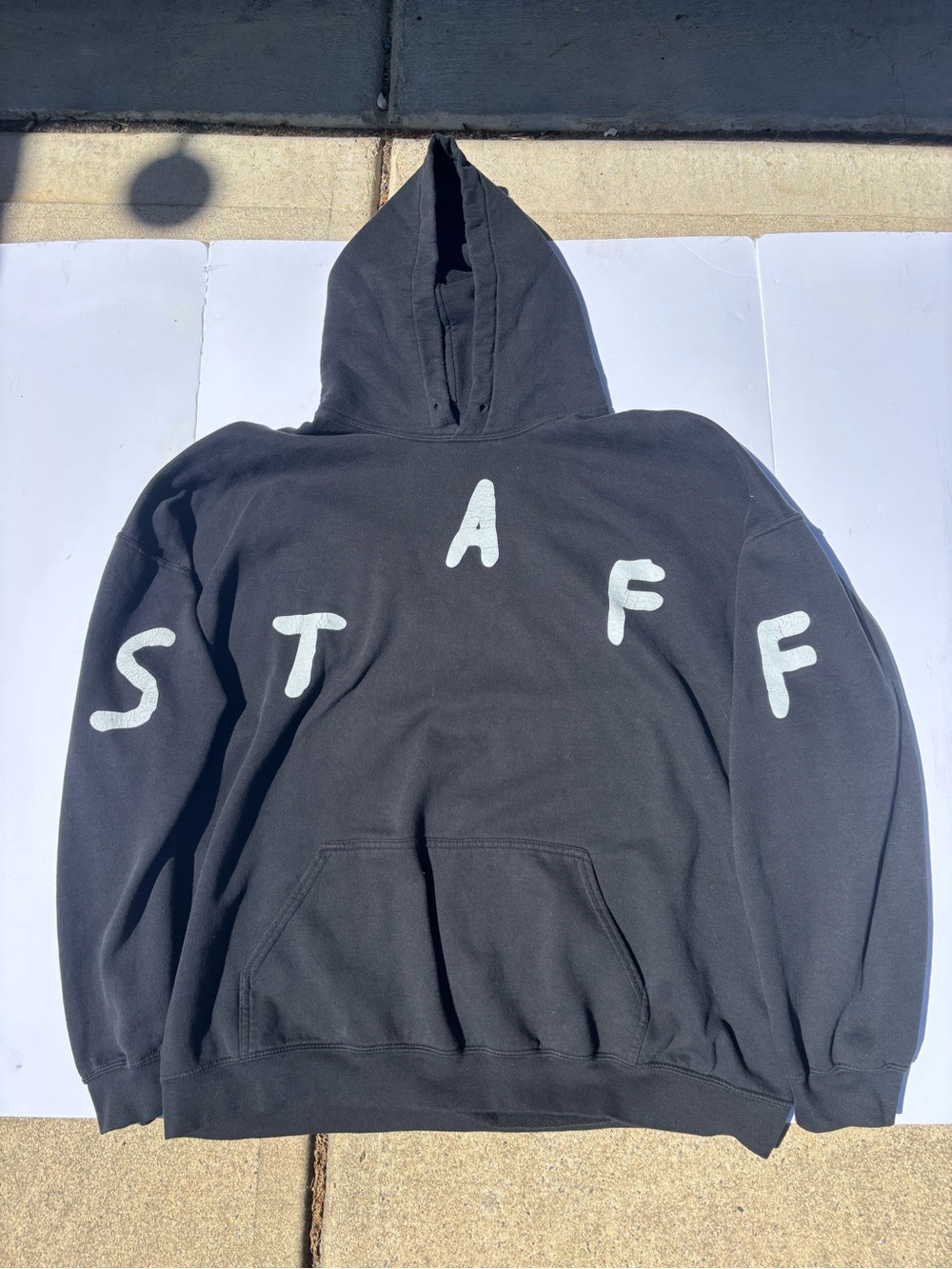 Cactus Jack by Travis Scott Black Crewneck Hoodie with White 'STAFF' Letters